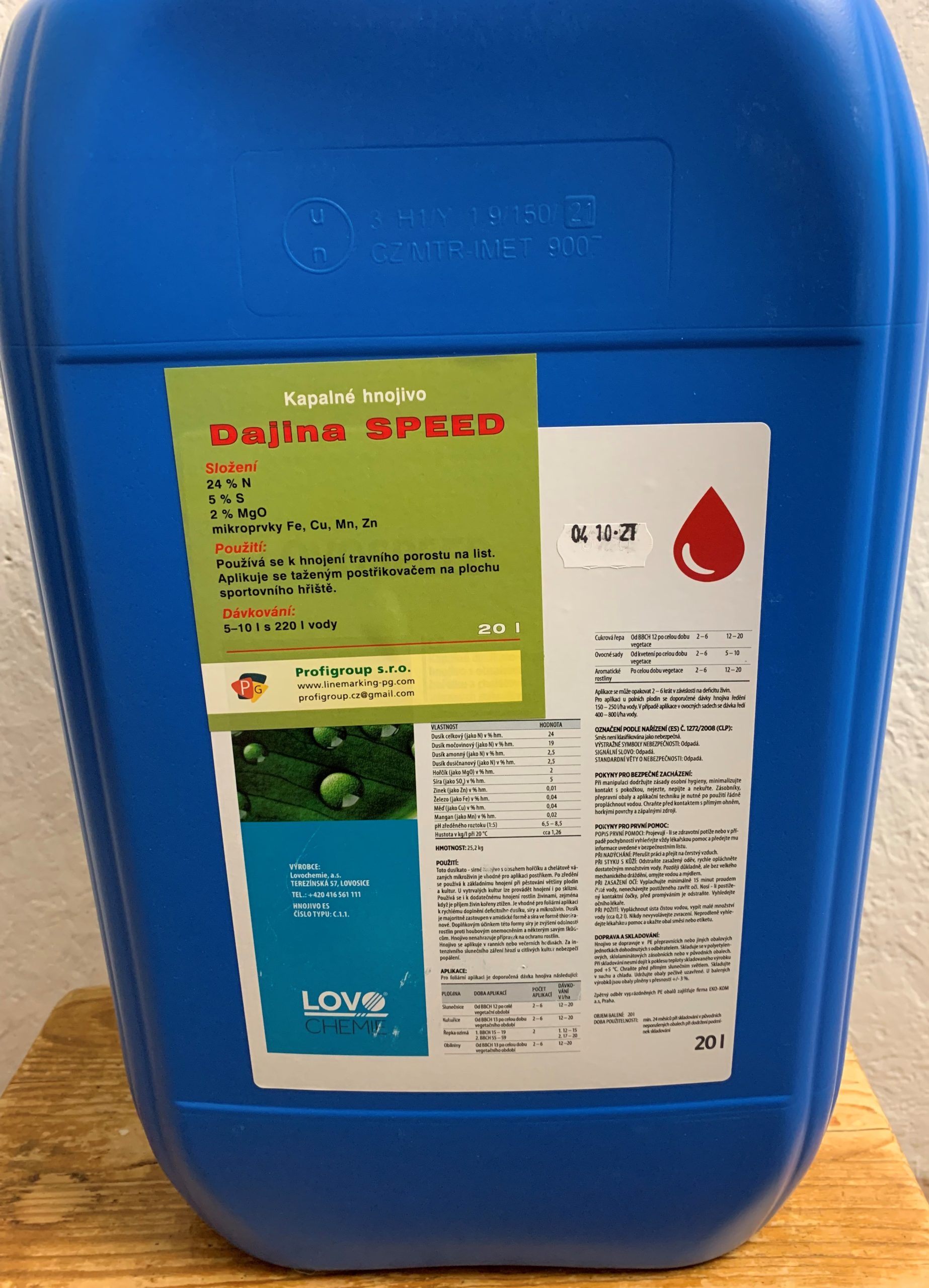 Tekuté dusíkaté hnojivo DaJiNa SPEED 20 l